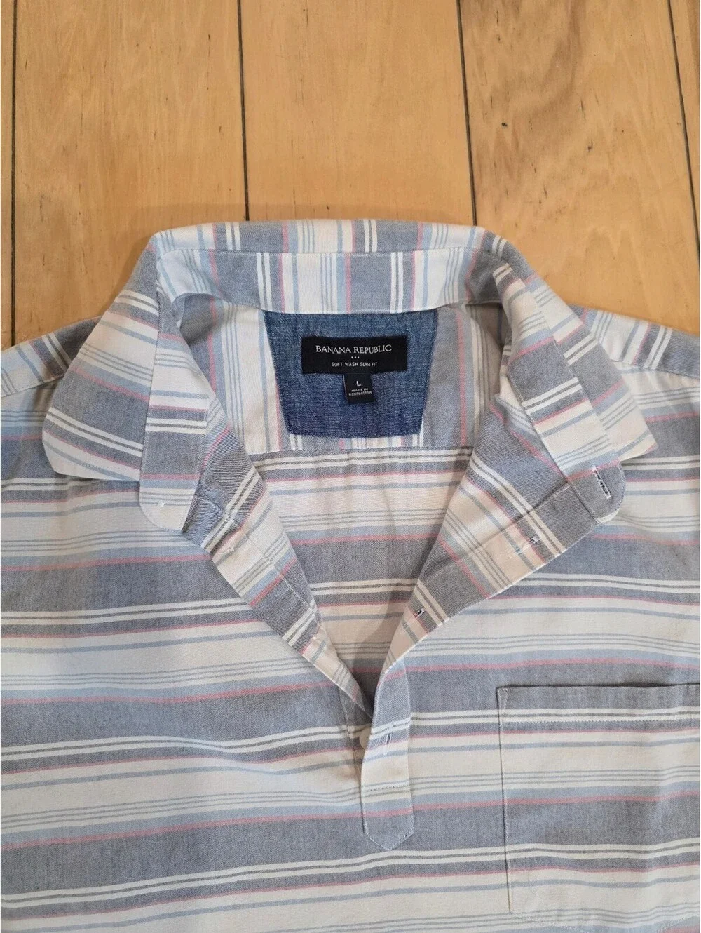 Banana Republic Striped Short Sleeve Polo Shirt - LARGE